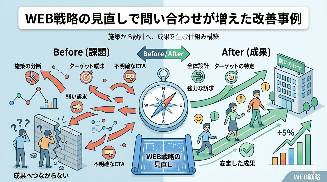 WEB戦略の見直しで問い合わせが増えた改善事例